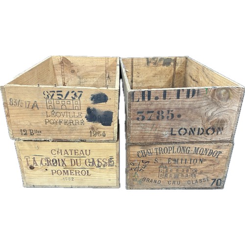 138 - Four wooden advertising crates each measure approximately 13 inches wide x 20 deep and 7 tall