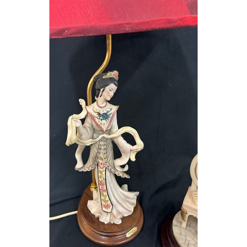 272 - Two vintage art deco style lady lamps one with shade overall height approx 25 inches