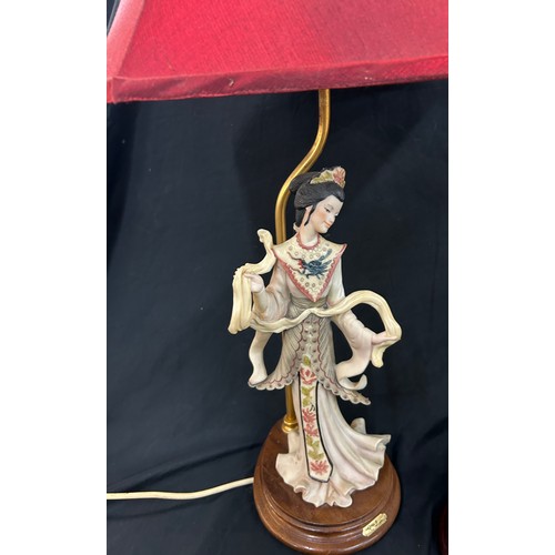 272 - Two vintage art deco style lady lamps one with shade overall height approx 25 inches