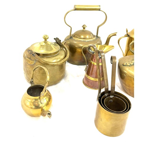 133A - Selection of brass kettles and jugs some copper