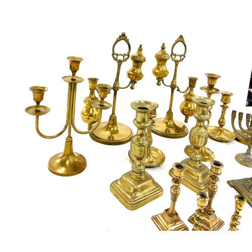 245 - Selection of assorted brass candle sticks