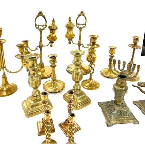 245 - Selection of assorted brass candle sticks