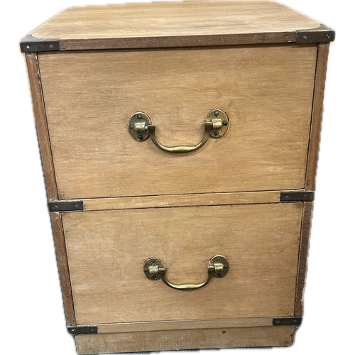 338 - Walnut two drawer brass handled bedside table overall measures 22 inches tall x 16 wide x 17 deep