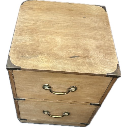 338 - Walnut two drawer brass handled bedside table overall measures 22 inches tall x 16 wide x 17 deep