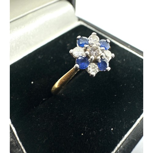 195 - 18ct diamond & sapphire ring weight 2.5g