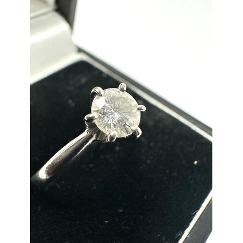 190 - 18ct white gold diamond ring diamond measures 5mm dia weight 2.3g