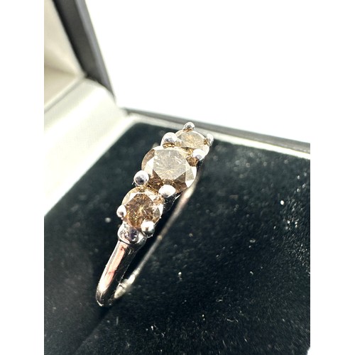 187 - 9ct white gold champagne diamond ring weight 1.5 g