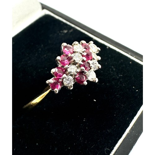 186 - 18ct gold ruby & diamnd ring weight 2.9g