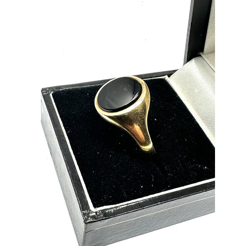 175 - vintage 9ct gold black agate oval signet ring weight 3g