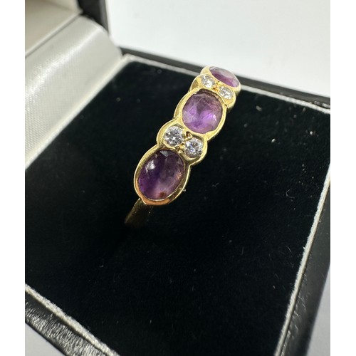 167 - 18ct gold amethyst & diamond ring 3.9g