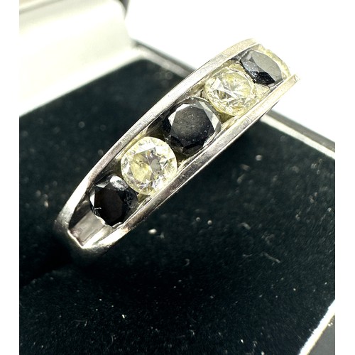 170 - 14ct white gold diamond & sapphire ring weight 6.75g