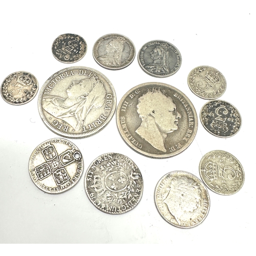 470 - selection of antique silver coins includes half crowns to 3d  coins weight 47g