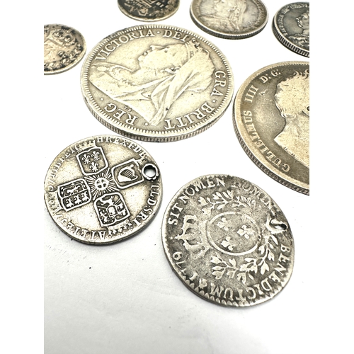 470 - selection of antique silver coins includes half crowns to 3d  coins weight 47g