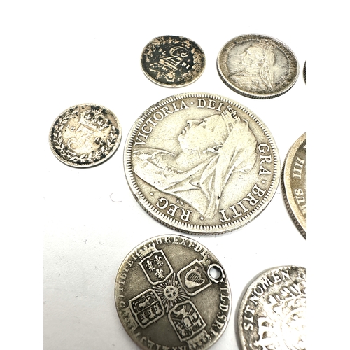 470 - selection of antique silver coins includes half crowns to 3d  coins weight 47g