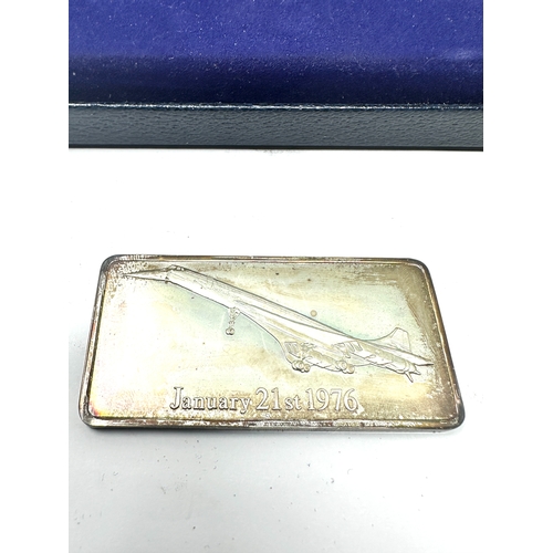 2 - Boxed silver 1976 concorde ingot and stamp cover ingot weight approx 48g