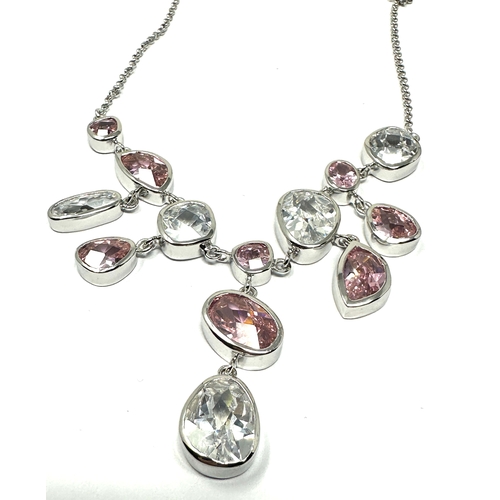 207 - silver gemstone set necklace & earring weight 45g