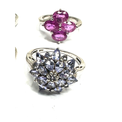 221 - 4 Vintage sterling silver gemstone set rings