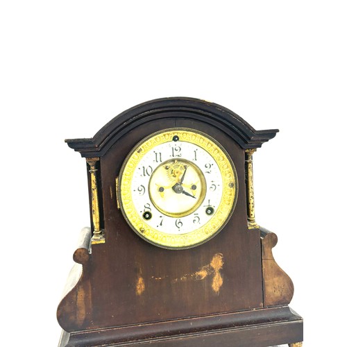 5 - Vintage 2 Key hole mantle clock, untested, approximate height 11 inches, width 11 inches