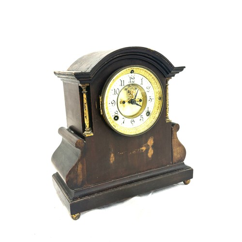 5 - Vintage 2 Key hole mantle clock, untested, approximate height 11 inches, width 11 inches