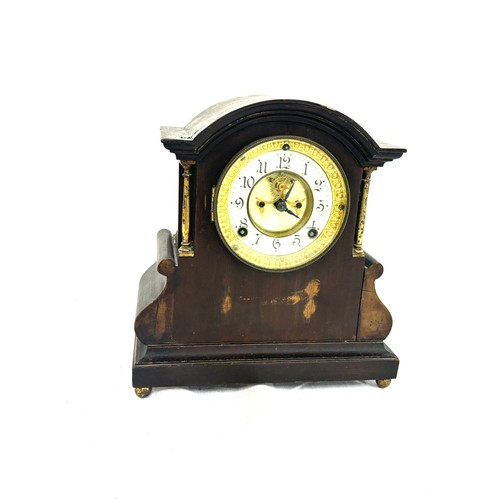 5 - Vintage 2 Key hole mantle clock, untested, approximate height 11 inches, width 11 inches