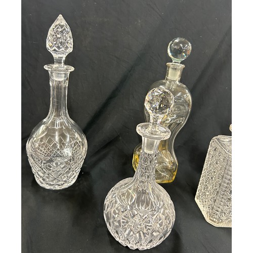 526 - Selection of glass decanters some stoppers