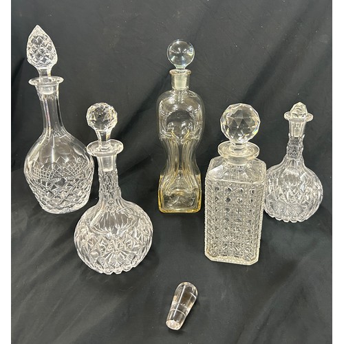 526 - Selection of glass decanters some stoppers