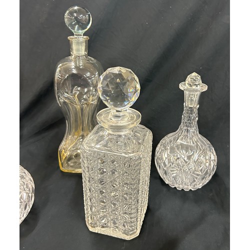 526 - Selection of glass decanters some stoppers