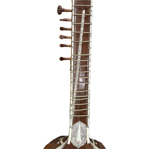 270 - Inlaid Indian Sitar wooden musical instrument