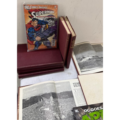 206 - Selection of vintage books to include War books and DC comics