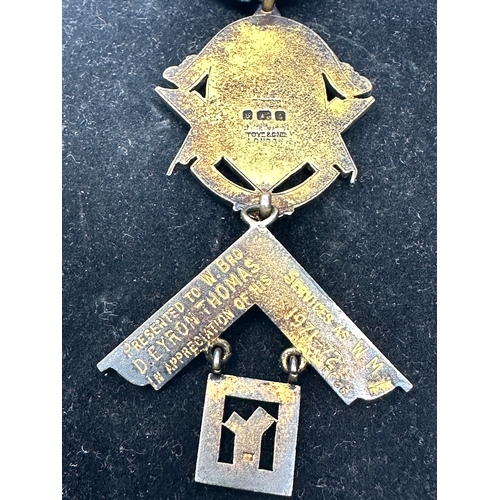 416 - Cased silver masonic jewel universities lodge cardiff N0 5461