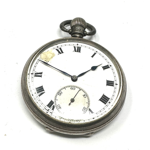 482 - Silver dennison case open face pocket watch the watch is ticking