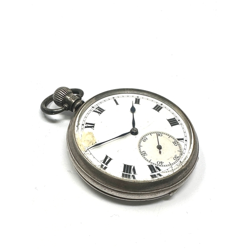 482 - Silver dennison case open face pocket watch the watch is ticking