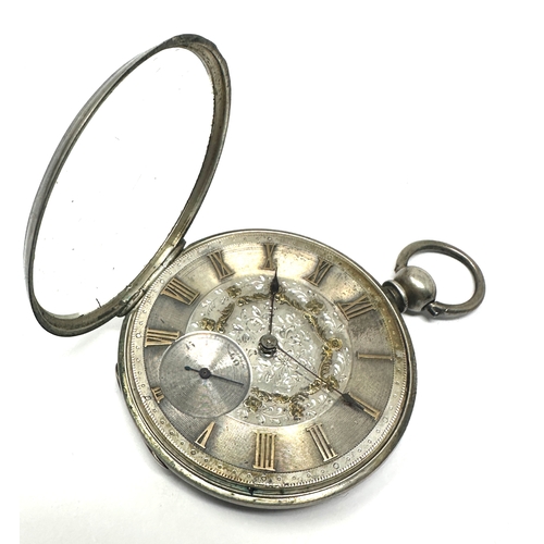 483 - Antique silver dial open face pocket watch the watch is not ticking balance will spin