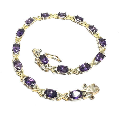 227 - Vintage silver & amethyst tennis bracelet