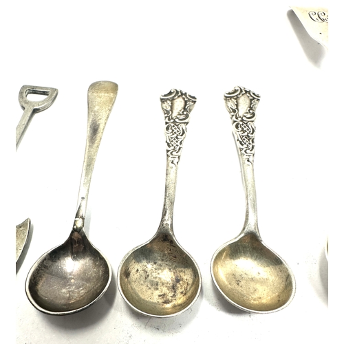 11 - 6 antique silver condiment spoons includes enamel