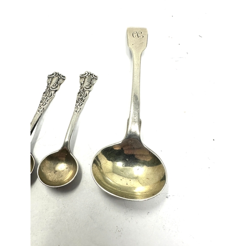 11 - 6 antique silver condiment spoons includes enamel