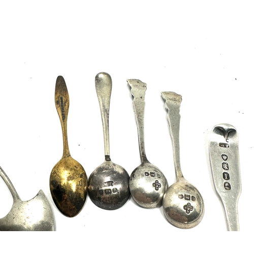 11 - 6 antique silver condiment spoons includes enamel