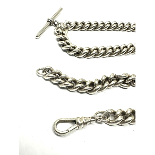 14 - heavy vintage silver double albert watch chain weight 68g