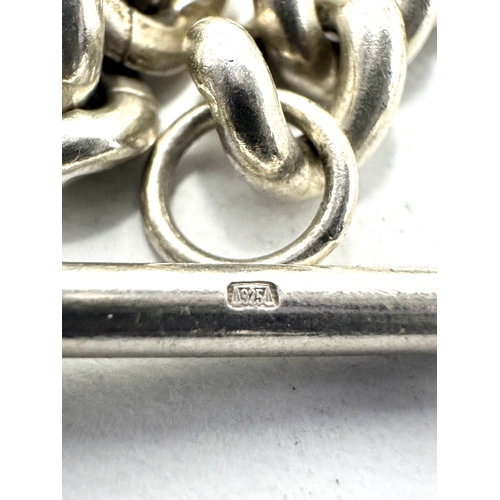 14 - heavy vintage silver double albert watch chain weight 68g