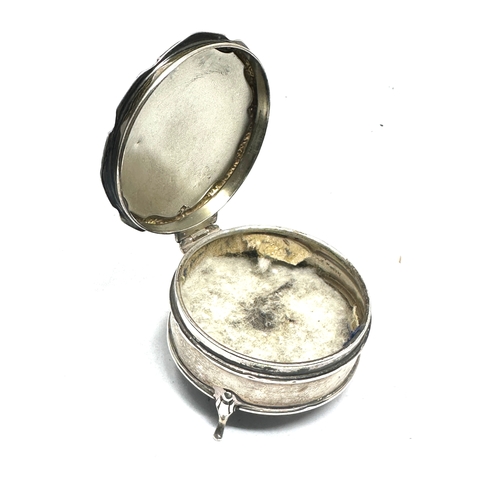 17 - Antique silver ring box measures approx 6.3cm dia height 3.2cm silver hallmarks