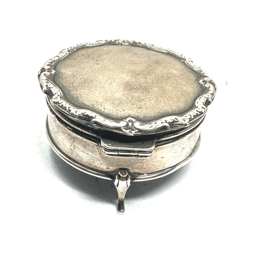 17 - Antique silver ring box measures approx 6.3cm dia height 3.2cm silver hallmarks