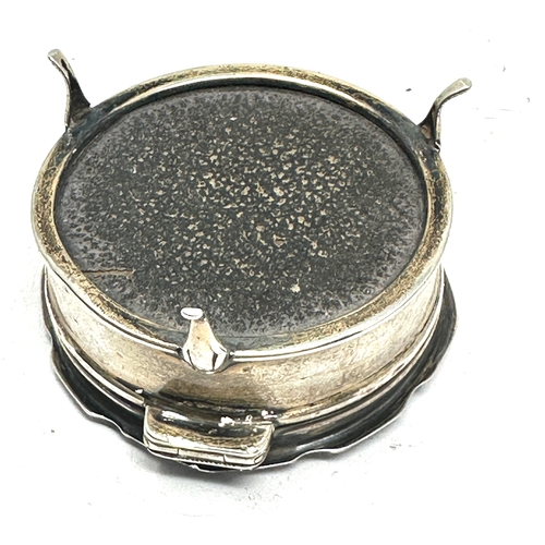 17 - Antique silver ring box measures approx 6.3cm dia height 3.2cm silver hallmarks