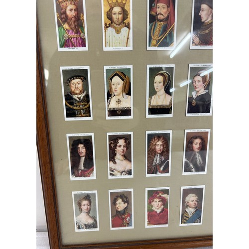 9 - Framed Monarchs through time cigarette cards