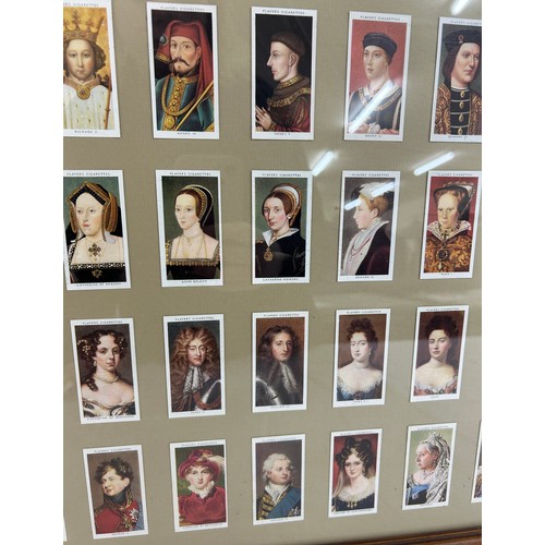 9 - Framed Monarchs through time cigarette cards