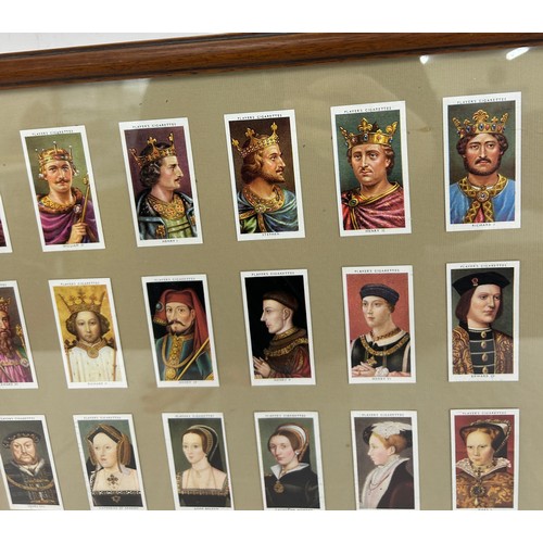 9 - Framed Monarchs through time cigarette cards