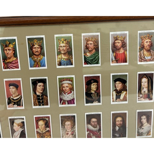 9 - Framed Monarchs through time cigarette cards