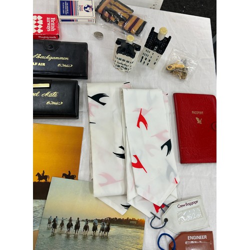 33 - Selection of airline memorabilia to include badges,  compass centre, luggage label, etc