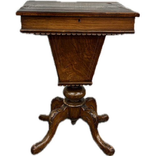 339 - Inlaid wooden fine detailed sewing table with contents measures approximately 29 inches tall, 20 wid... 