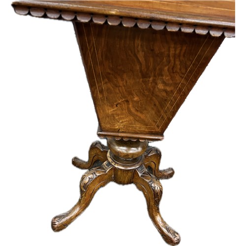 339 - Inlaid wooden fine detailed sewing table with contents measures approximately 29 inches tall, 20 wid... 