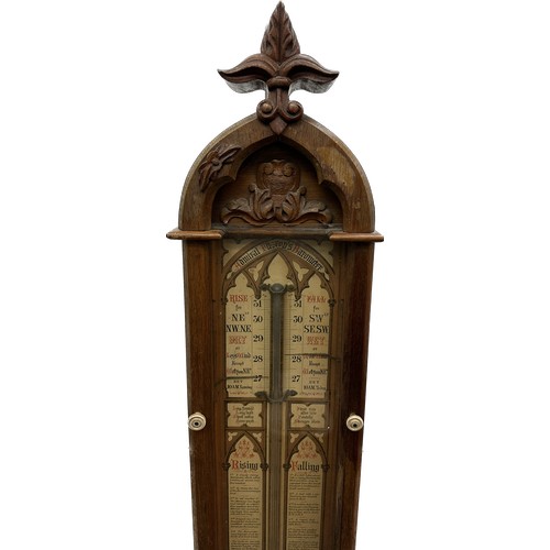 543 - Vintage Oak cased Admiral Fitzroy barometer overall height approximately 46 inches
Damaged